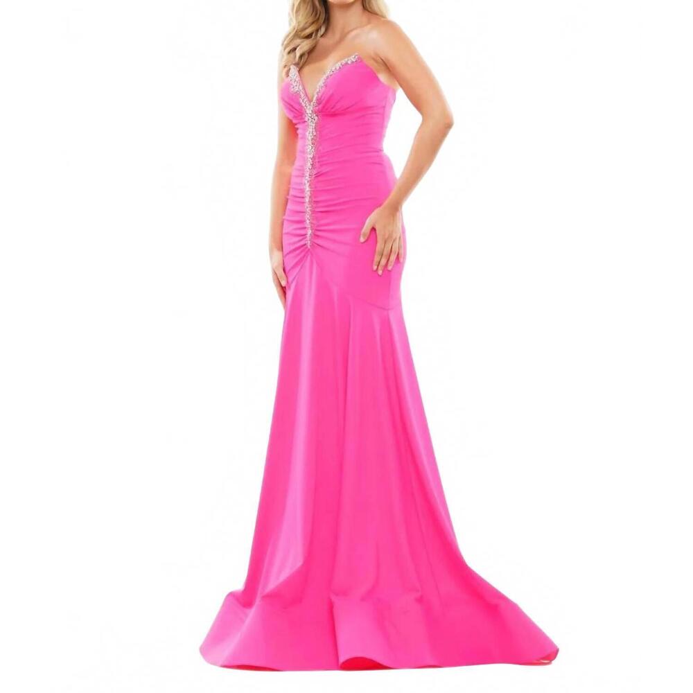 NEW COLORS DRESS strapless prom gown in hot pink